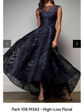 Park 108 M343 - High-Low Floral Embroidered Gown
